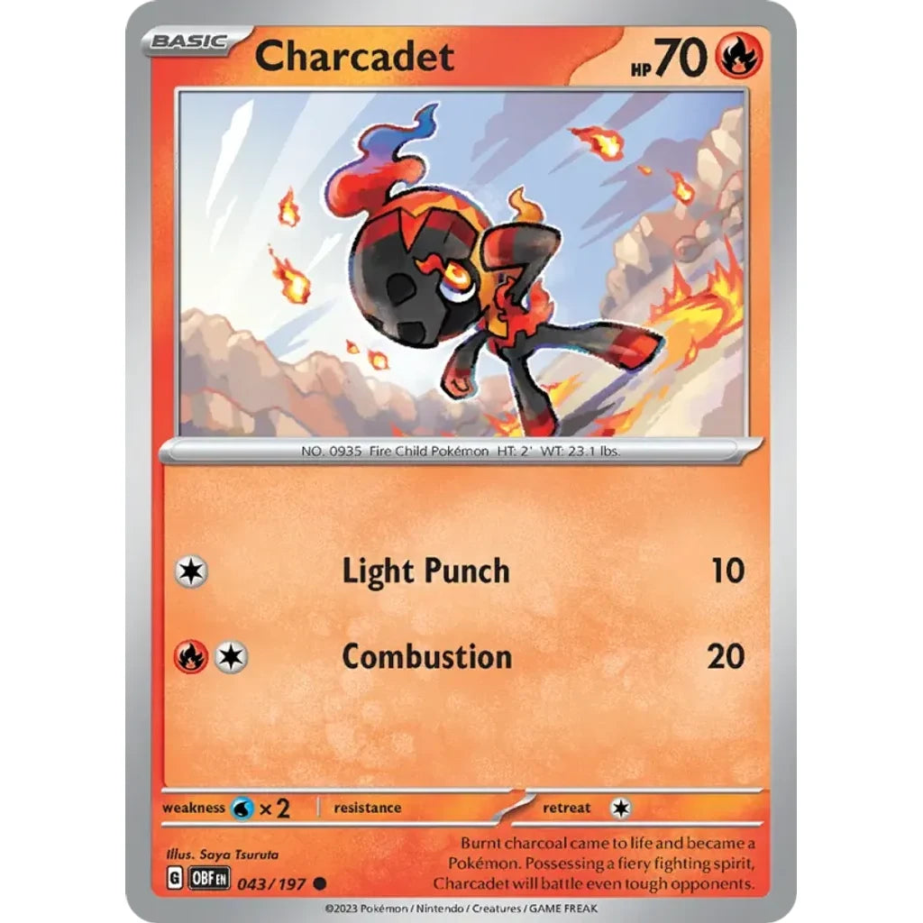 Charcadet 043/197 Common Obsidian Flames Pokemon Lightly Played (LP) przód