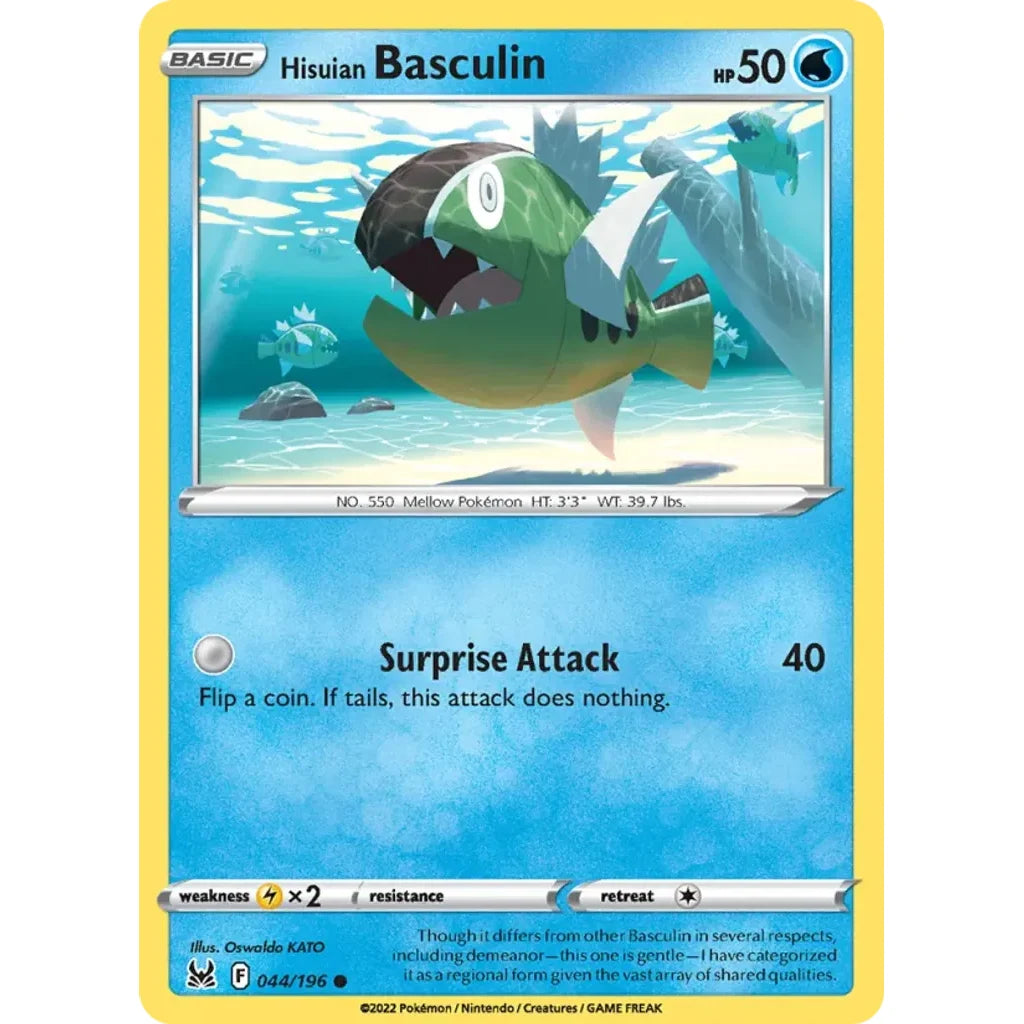 Hisuian Basculin 044/196 Common Lost Origin Pokemon Near Mint (NM) przód