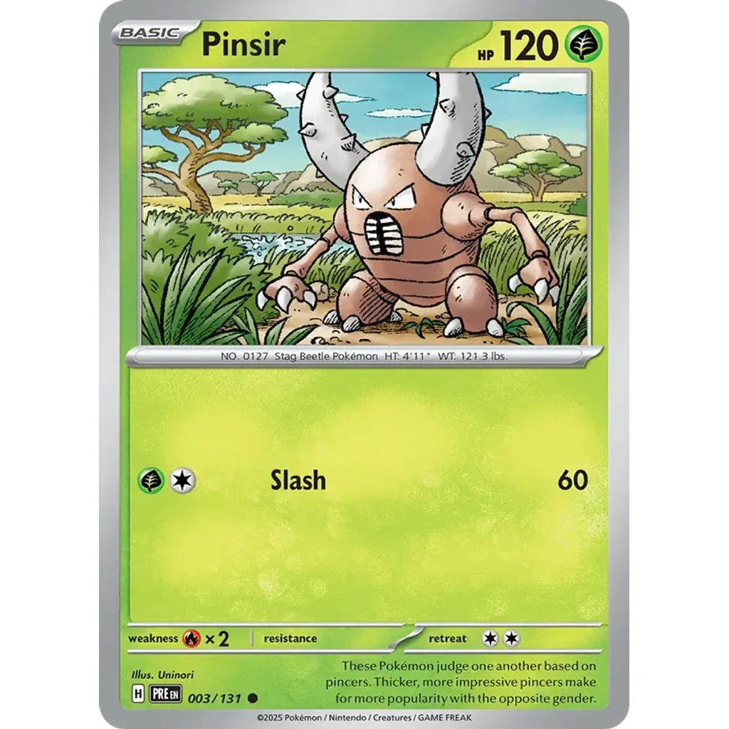 Pinsir 003/131 Common SV: Prismatic Evolutions Pokemon Near Mint (NM) przód