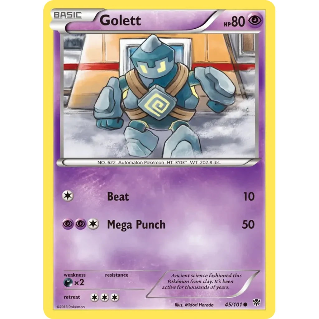 Golett 45/101 Common Plasma Blast Pokemon Lightly Played (LP) przód