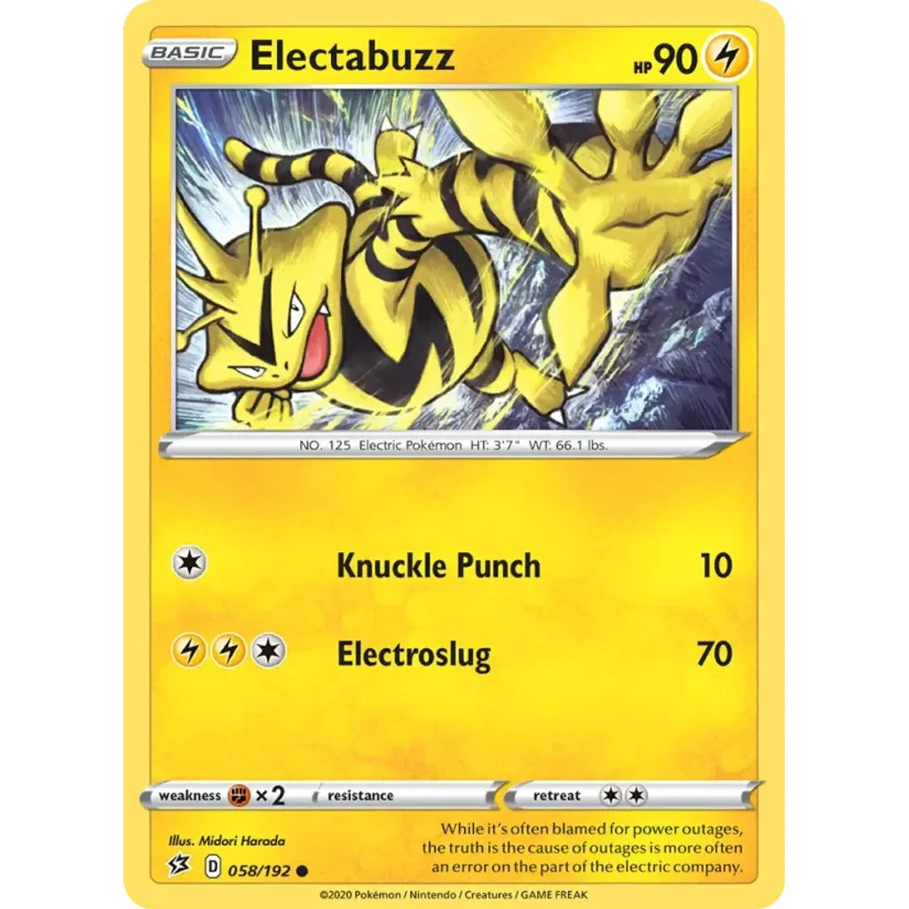 Electabuzz 058/192 Common Rebel Clash Pokemon Near Mint (NM) przód