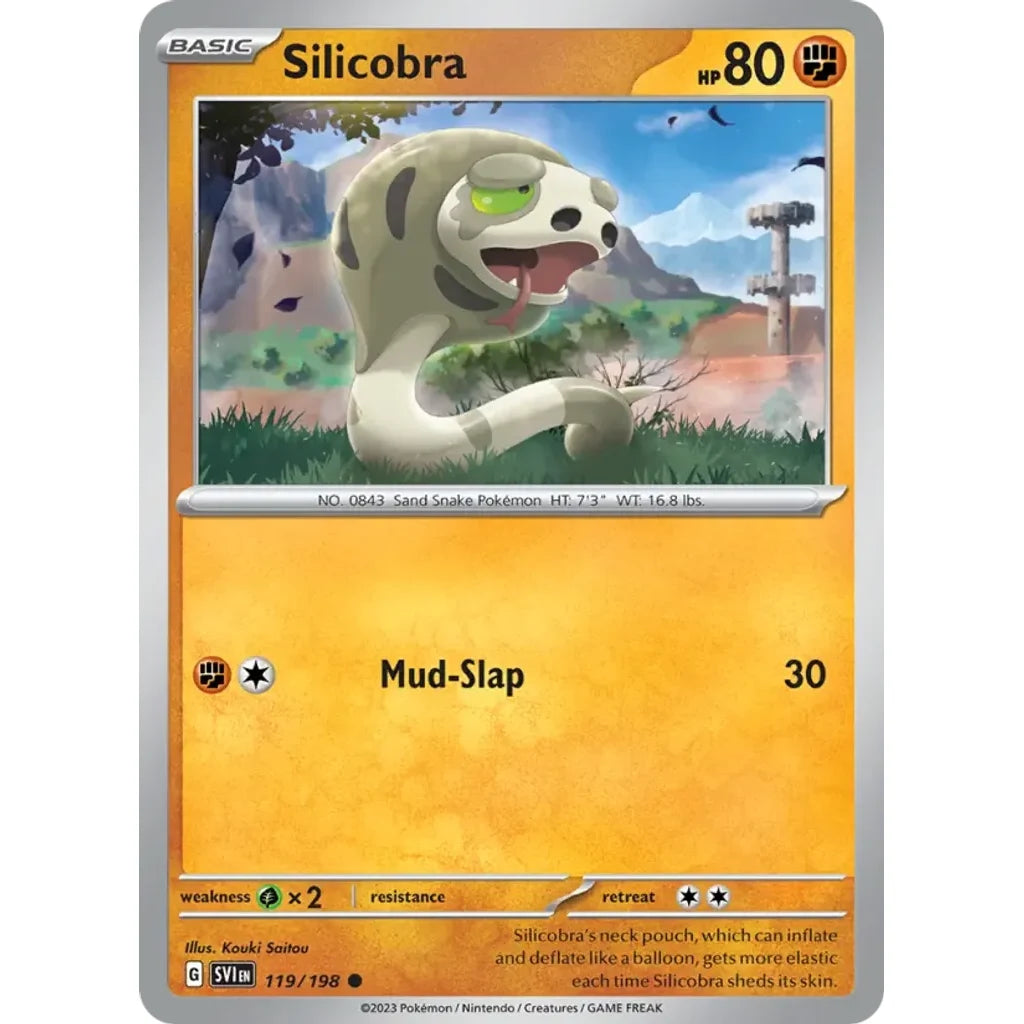 Silicobra 119/198 Common Scarlet &amp; Violet Pokemon Lightly Played (LP) przód