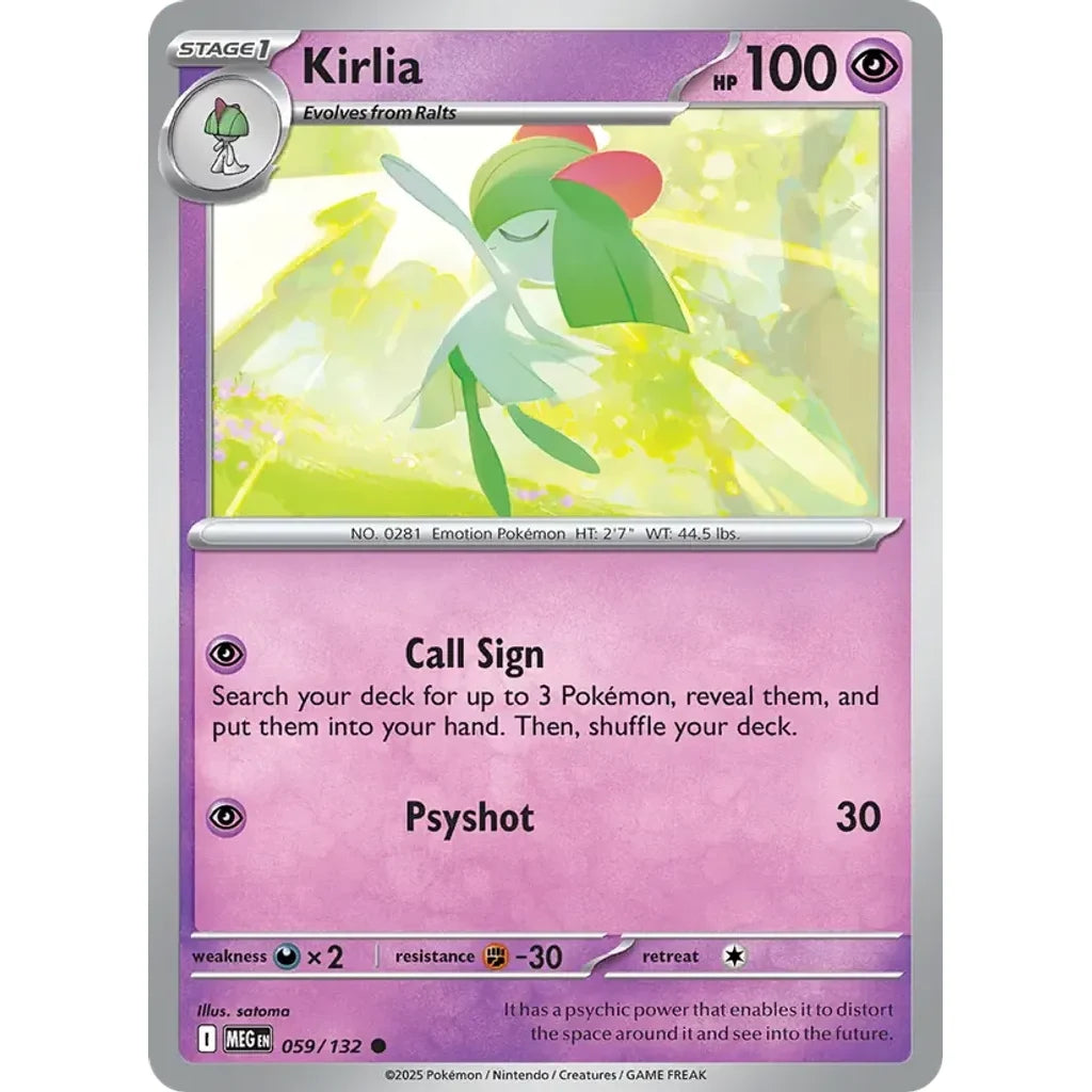 Kirlia 059/132 Common Mega Evolution Pokemon Near Mint (NM) przód