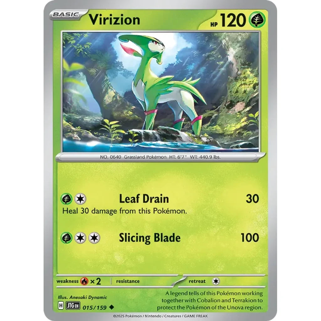 Virizion 015/159 Uncommon Journey Together Pokemon Near Mint (NM) przód