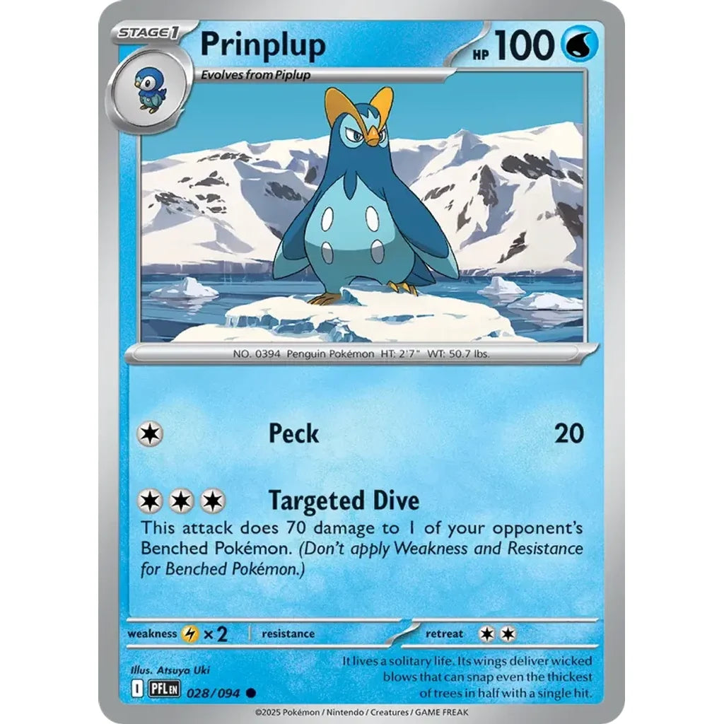 Prinplup 028/094 Common Phantasmal Flames Pokemon Near Mint (NM) przód