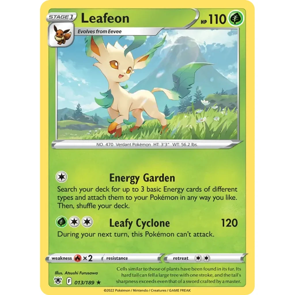 Leafeon 013/189 Rare Astral Radiance Pokemon Lightly Played (LP) przód