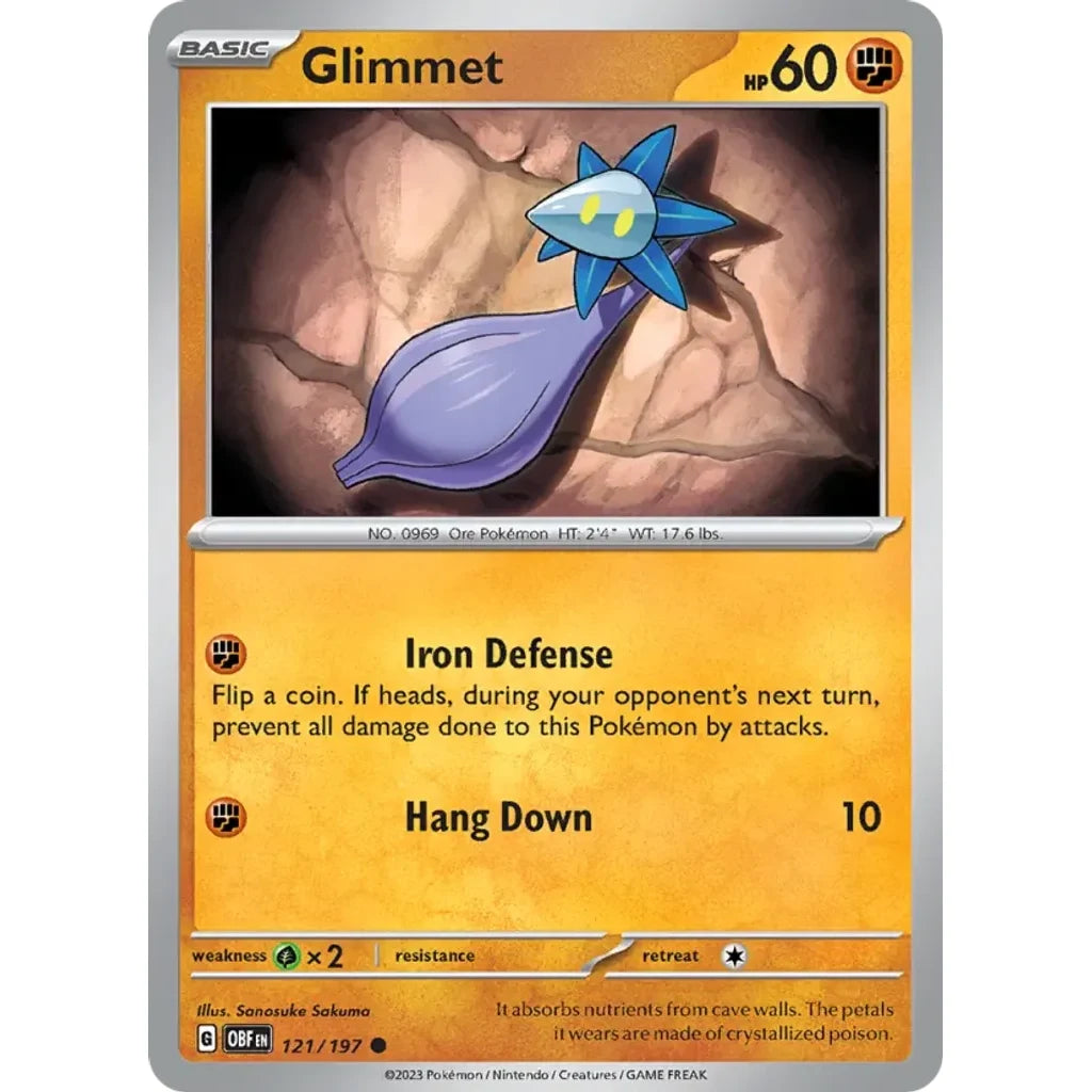 Glimmet 121/197 Common Obsidian Flames Pokemon Near Mint (NM) przód