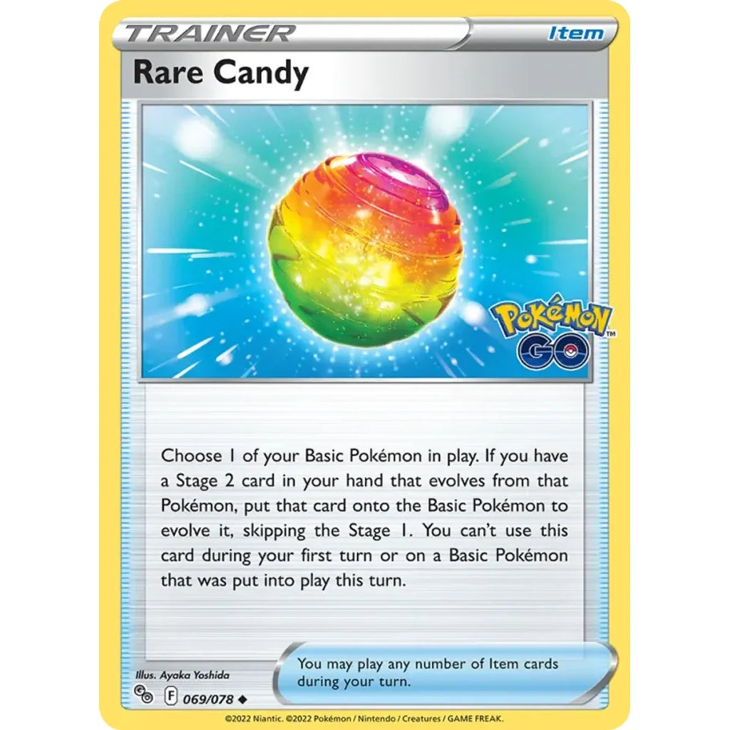 Rare Candy 069/078 Uncommon Pokemon GO Pokemon Lightly Played (LP) przód