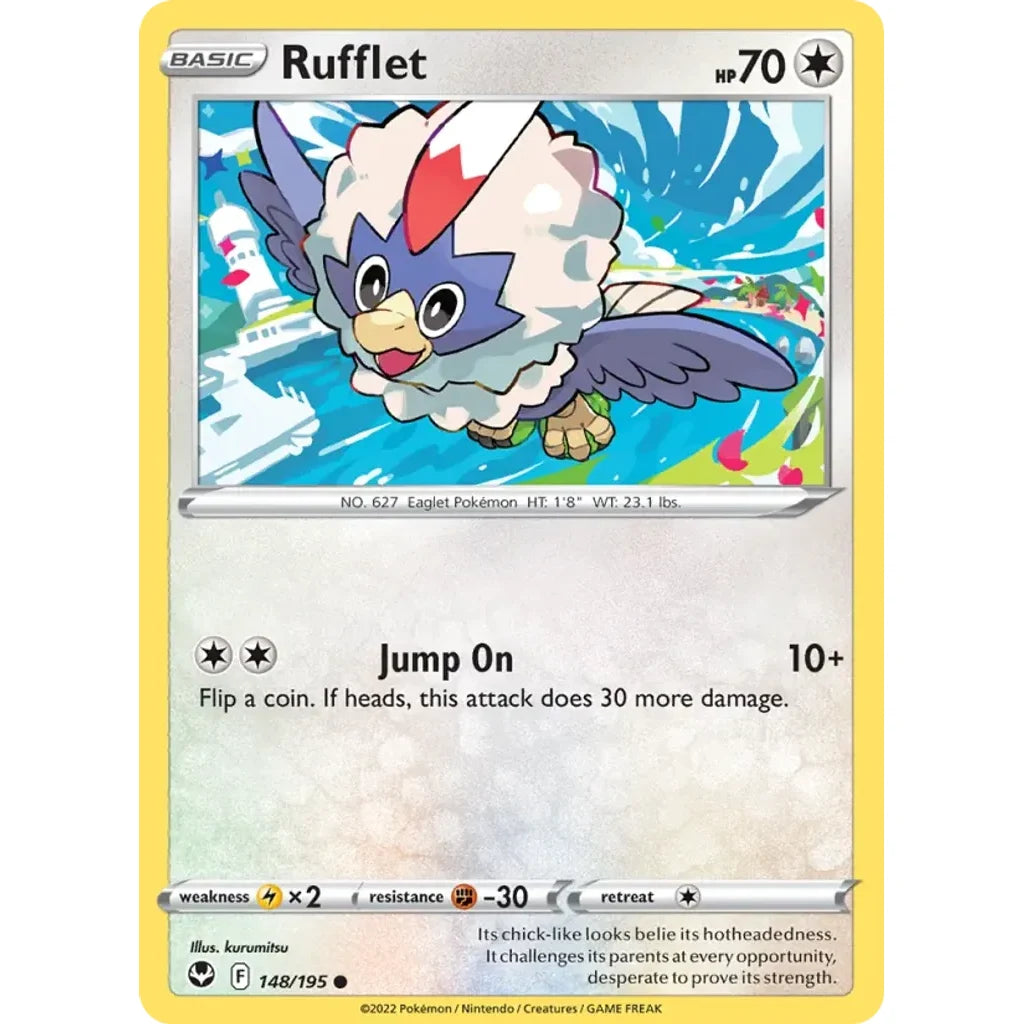 Rufflet 148/195 Common Silver Tempest Pokemon Reverse Holo Lightly Played (LP) przód