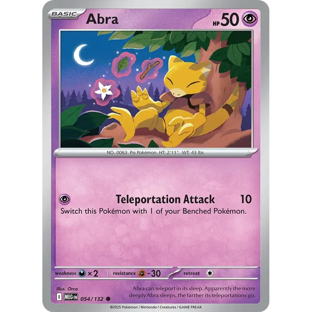 Abra 054/132 Common Mega Evolution Pokemon Reverse Holo Near Mint (NM) przód