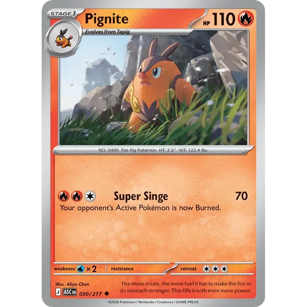 Pignite 030/217 Uncommon ME: Ascended Heroes Pokemon Lightly Played (LP) przód