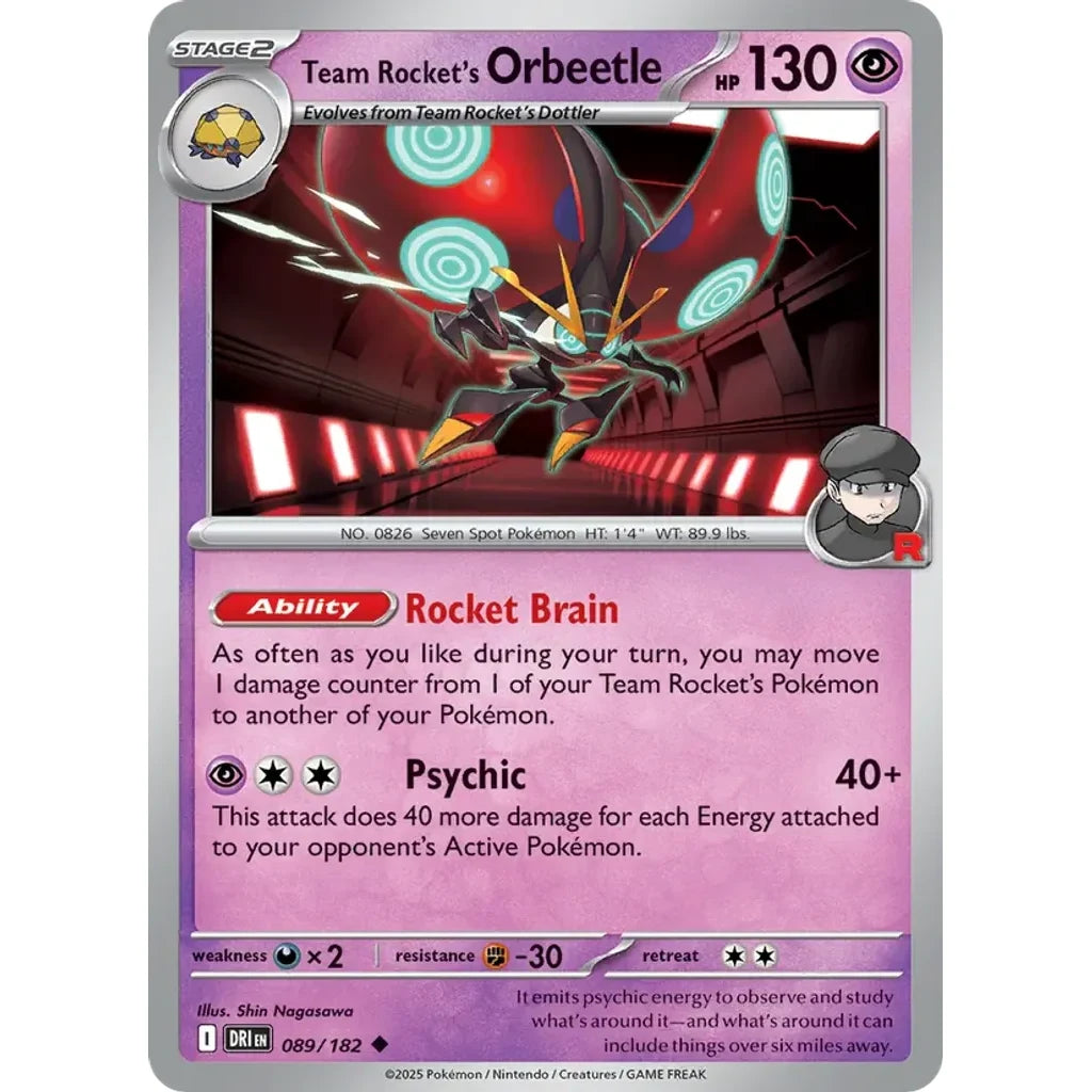 Team Rocket's Orbeetle 089/182 Uncommon Destined Rivals Pokemon Lightly Played (LP) przód