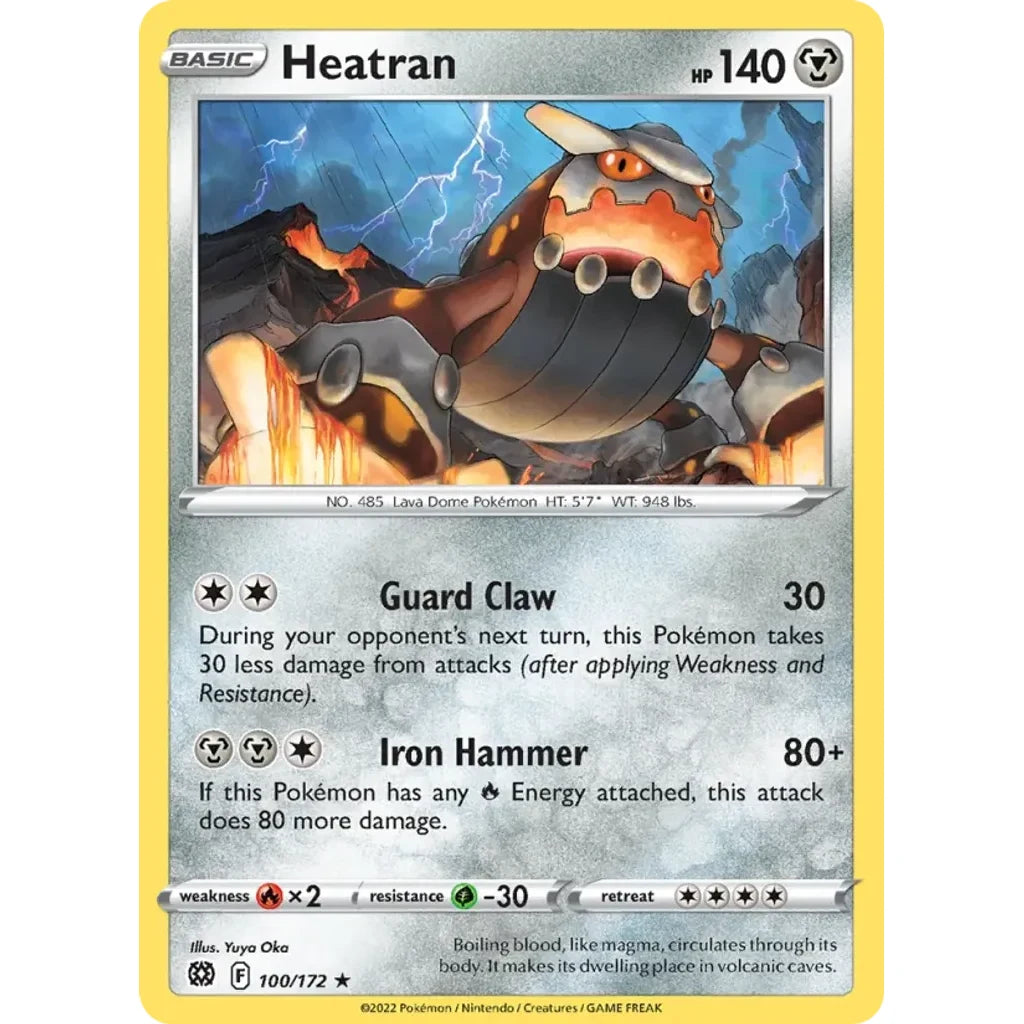 Heatran 100/172 Rare Brilliant Stars Pokemon Lightly Played (LP) przód