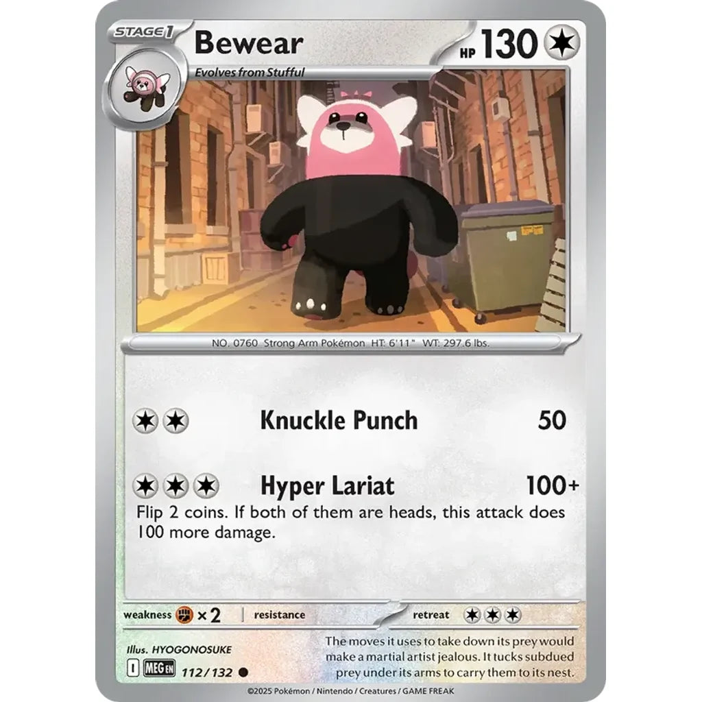 Bewear 112/132 Common Mega Evolution Pokemon Near Mint (NM) przód