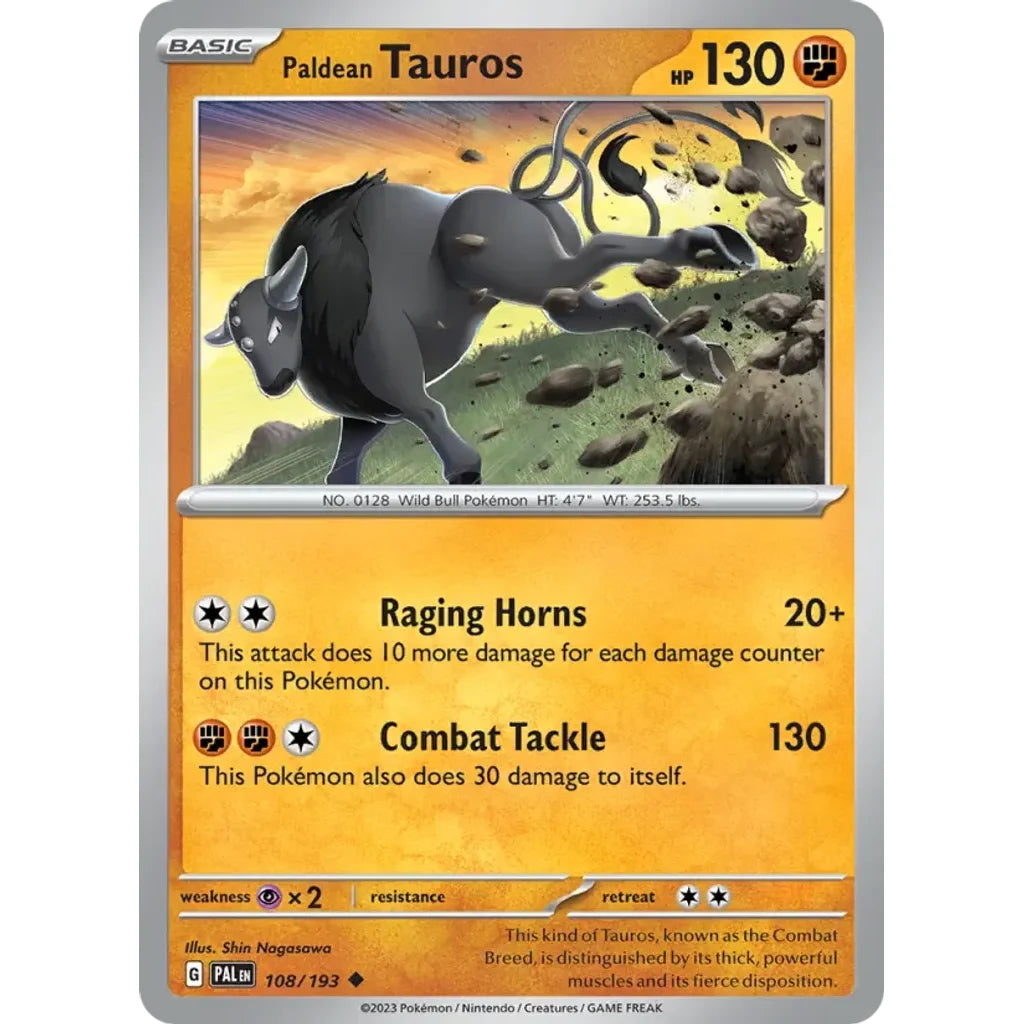 Paldean Tauros 108/193 Uncommon Paldea Evolved Pokemon Lightly Played (LP) przód