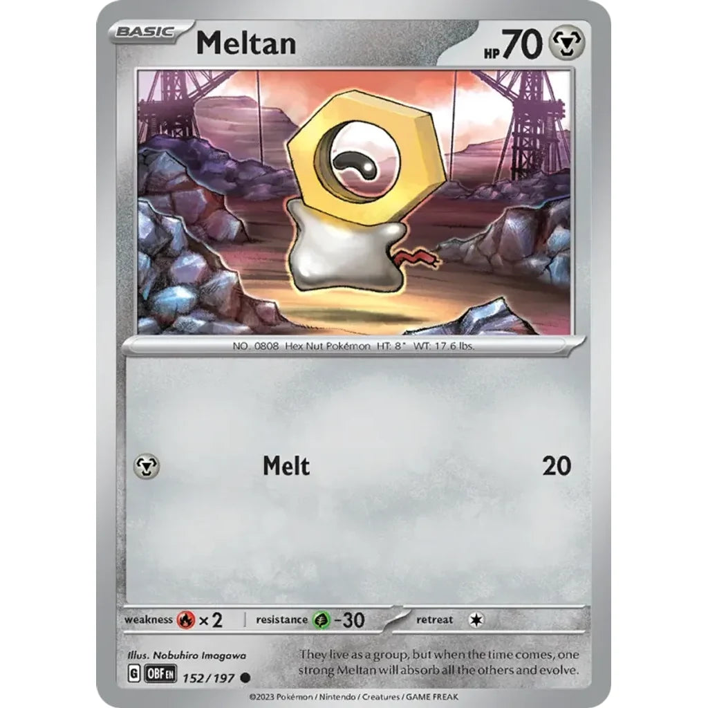 Meltan 152/197 Common Obsidian Flames Pokemon Lightly Played (LP) przód