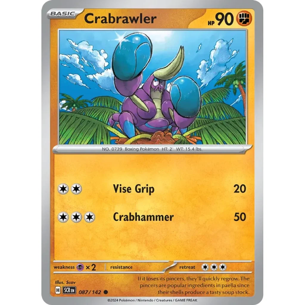 Crabrawler 87/142 Common Stellar Crown Pokemon Near Mint (NM) przód