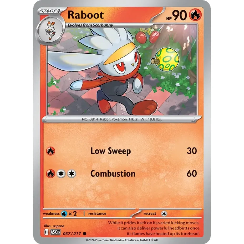 Raboot 037/217 Common ME: Ascended Heroes Pokemon Lightly Played (LP) przód