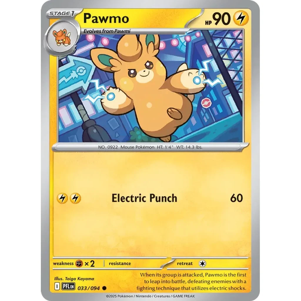 Pawmo 033/094 Common Phantasmal Flames Pokemon Reverse Holo Near Mint (NM) przód