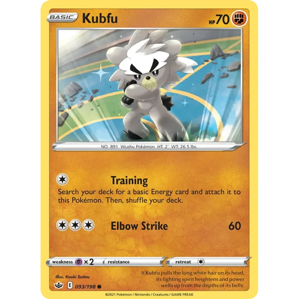 Kubfu 093/198 Common Chilling Reign Pokemon Reverse Holo Lightly Played (LP) przód