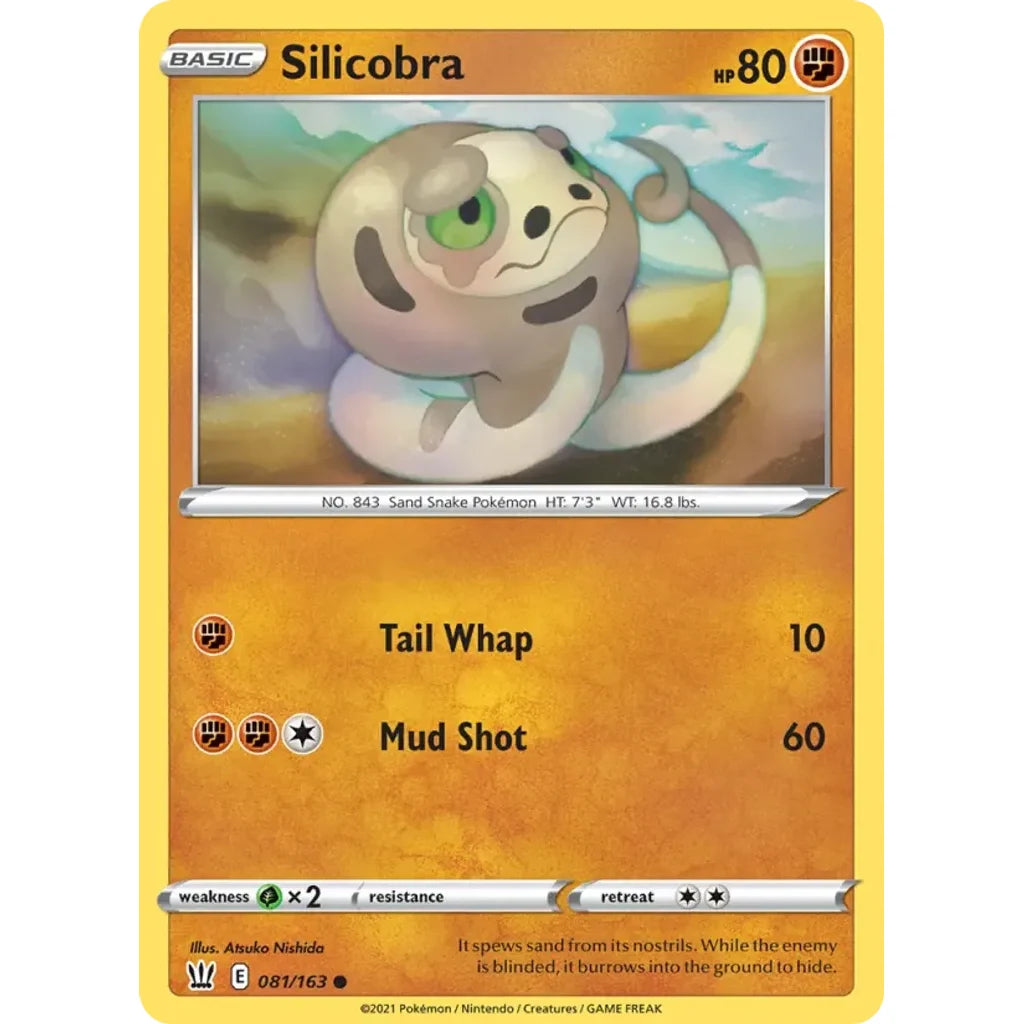 Silicobra 081/163 Common Battle Styles Pokemon Lightly Played (LP) przód