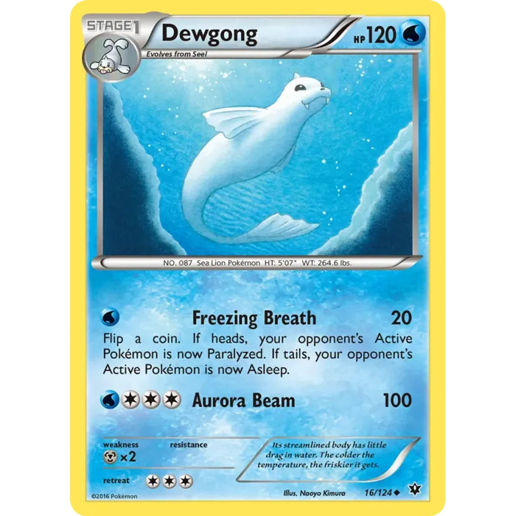 Dewgong 16/124 Uncommon Fates Collide Pokemon Lightly Played (LP) przód