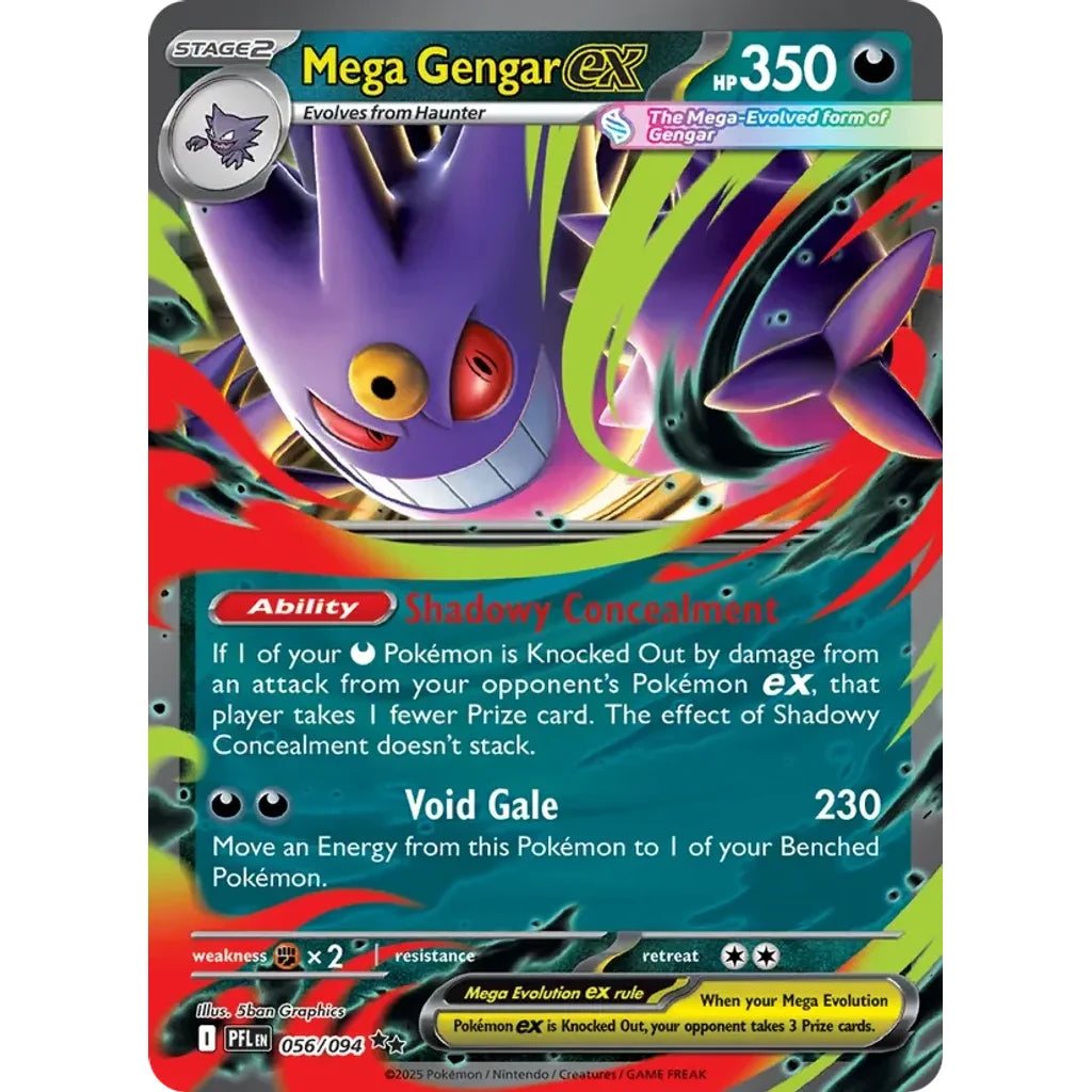 Mega Gengar ex 056/094 Double Rare Phantasmal Flames Pokemon Holo Near Mint (NM) przód