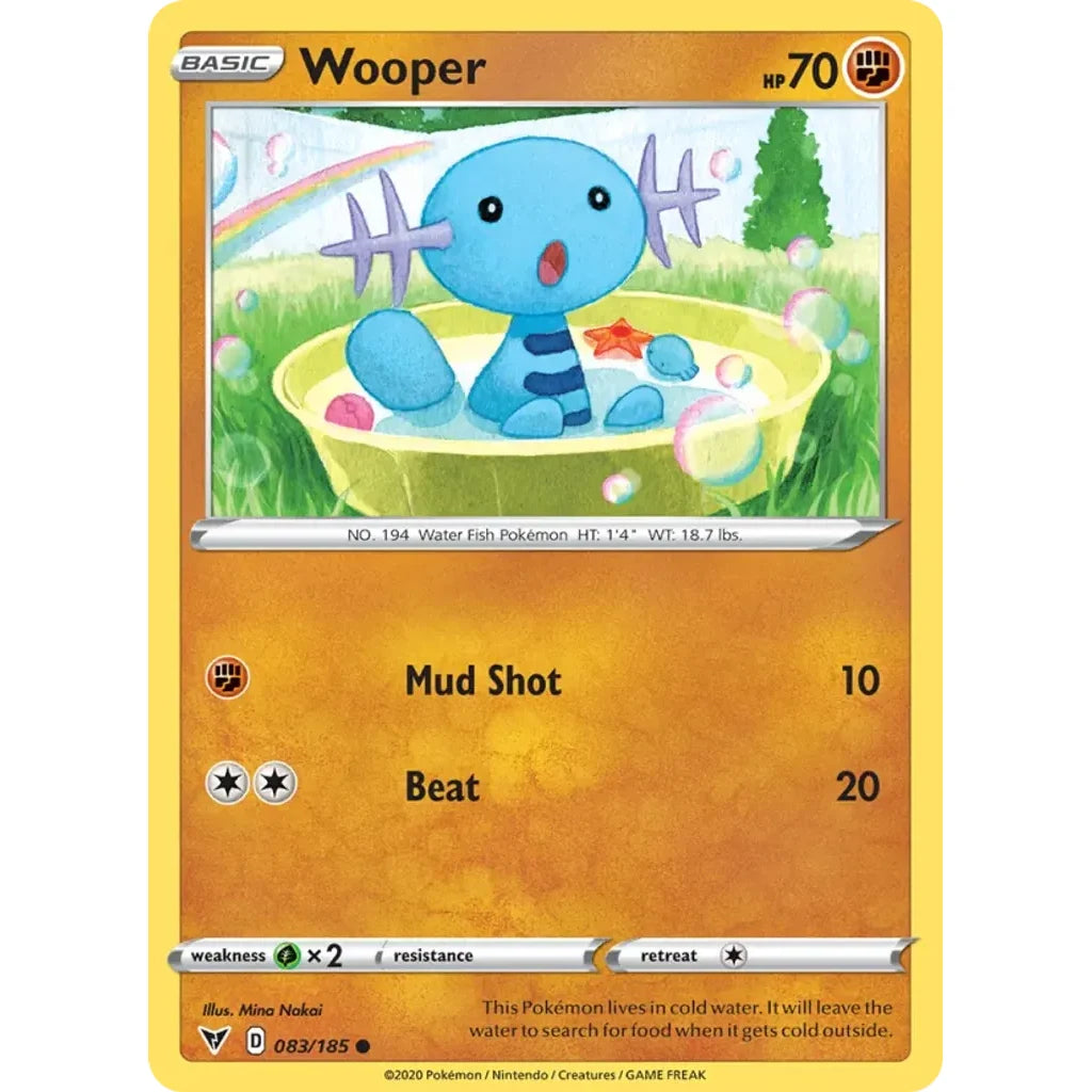 Wooper 083/185 Common Vivid Voltage Pokemon Near Mint (NM) przód
