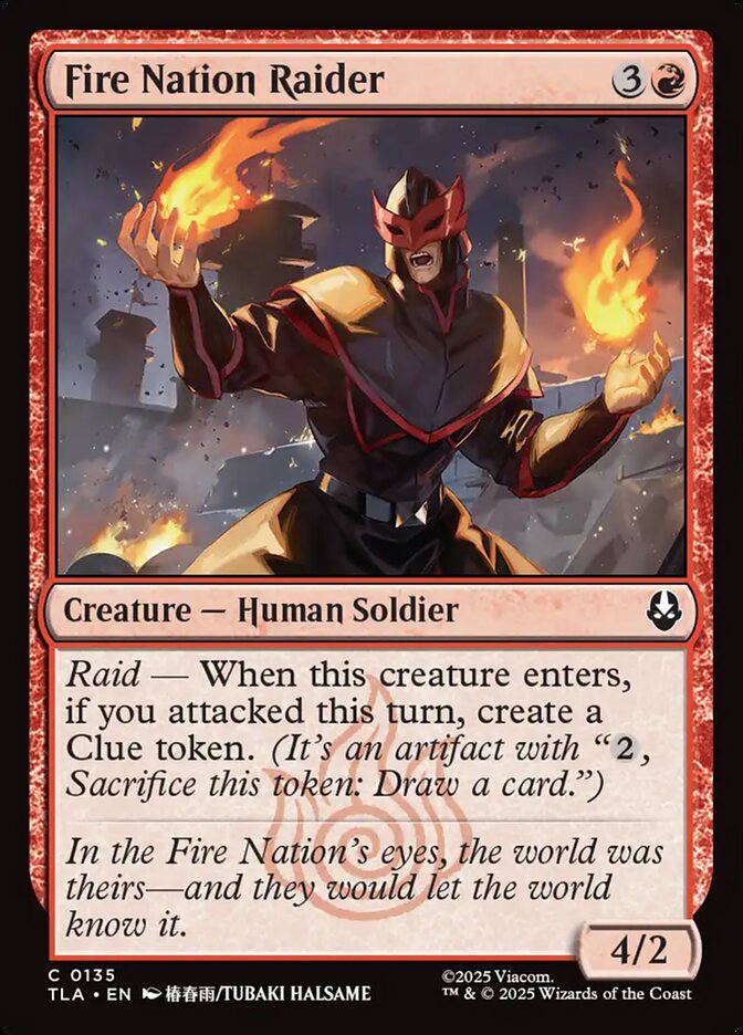 Fire Nation Raider 135 Common Avatar: The Last Airbender Magic: The Gathering Near Mint (NM) przód