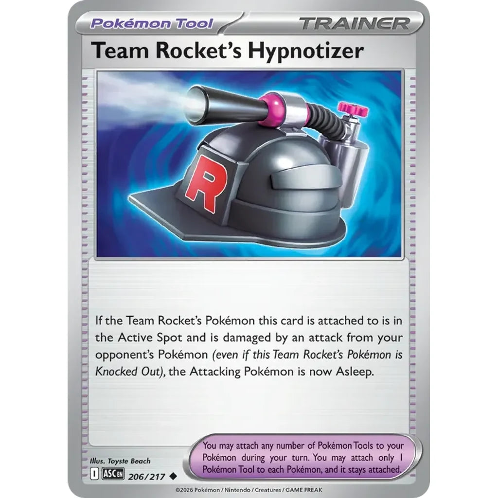 Team Rocket's Hypnotizer 206/217 ME: Ascended Heroes Pokemon Reverse Holo Near Mint (NM) przód