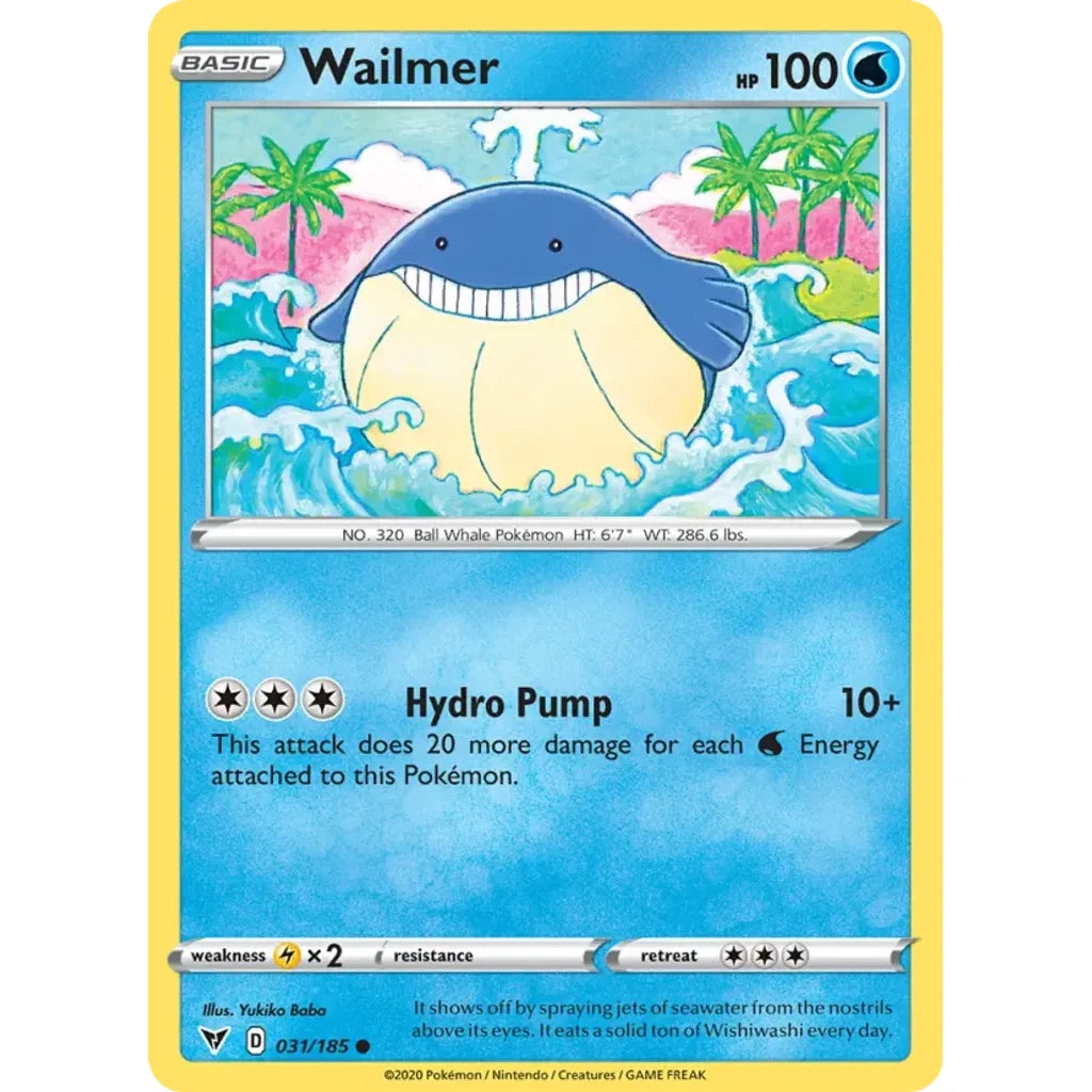 Wailmer 031/185 Common Vivid Voltage Pokemon Near Mint (NM) przód