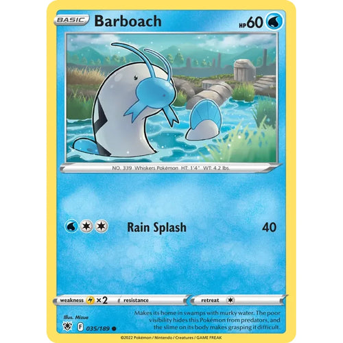 Barboach 035/189 Common Astral Radiance Pokemon Near Mint (NM) przód