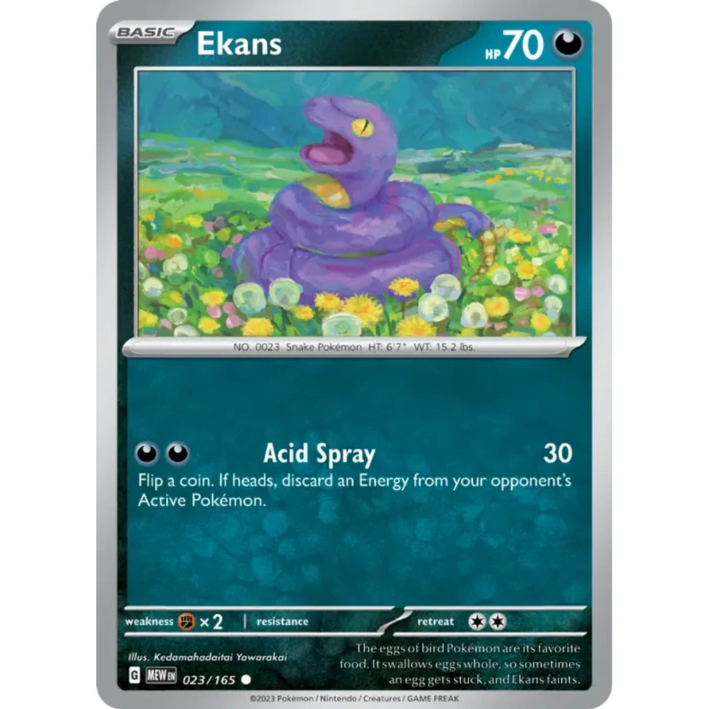 Ekans 023/165 Common 151 Pokemon Near Mint (NM) przód