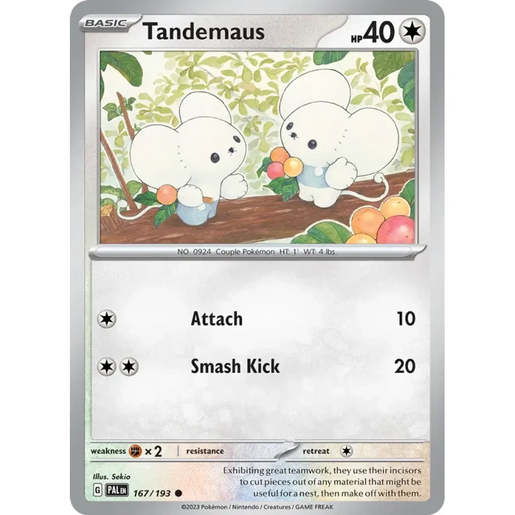 Tandemaus 167/193 Common Paldea Evolved Pokemon Reverse Holo Lightly Played (LP) przód