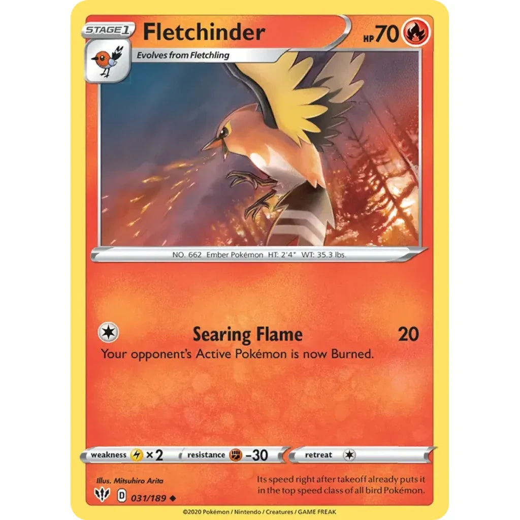 Fletchinder 031/189 Uncommon Darkness Ablaze Pokemon Near Mint (NM) przód