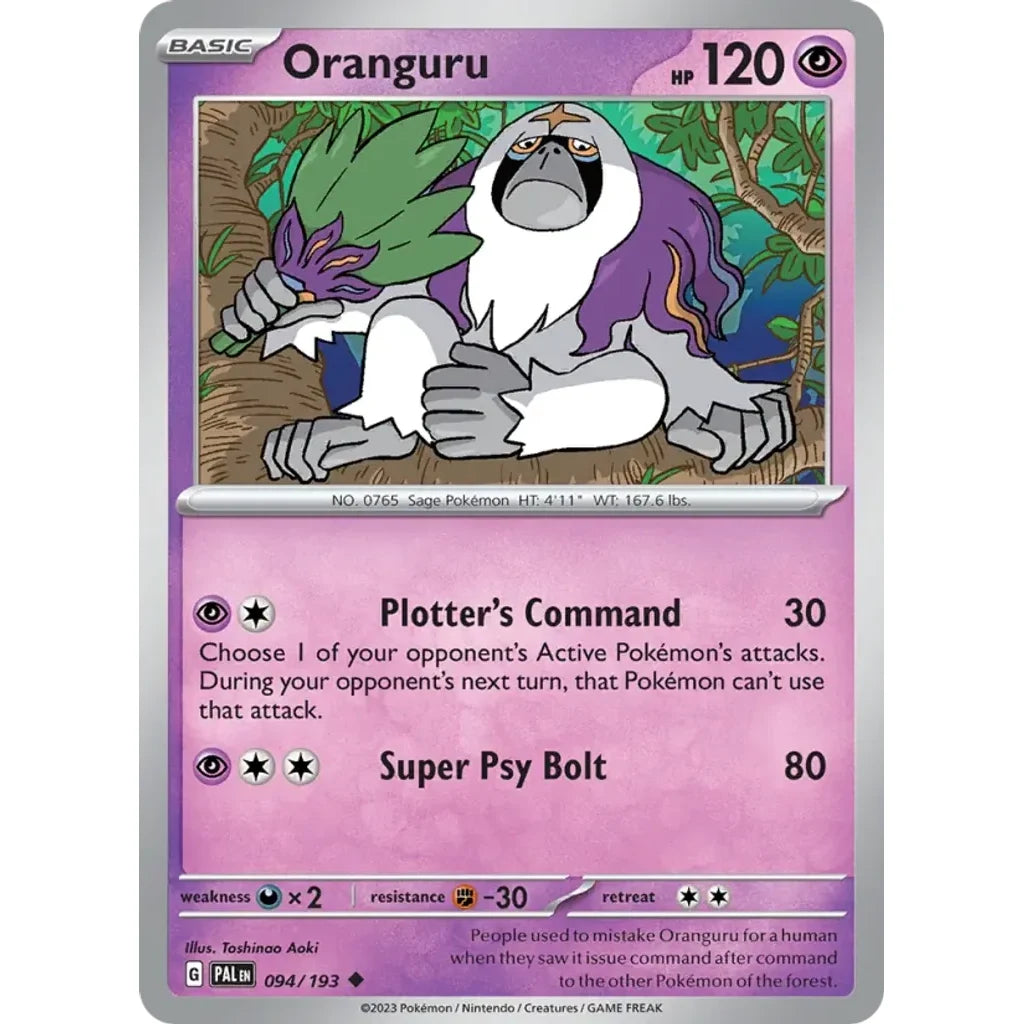 Oranguru 094/193 Uncommon Paldea Evolved Pokemon Lightly Played (LP) przód