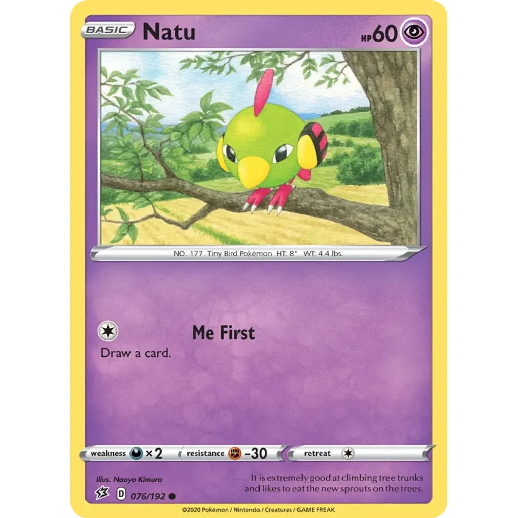 Natu 076/192 Common Rebel Clash Pokemon Near Mint (NM) przód