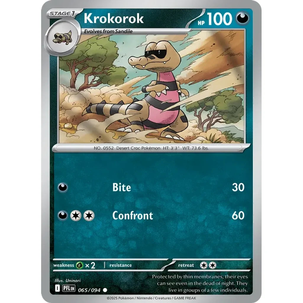 Krokorok 065/094 Common Phantasmal Flames Pokemon Near Mint (NM) przód