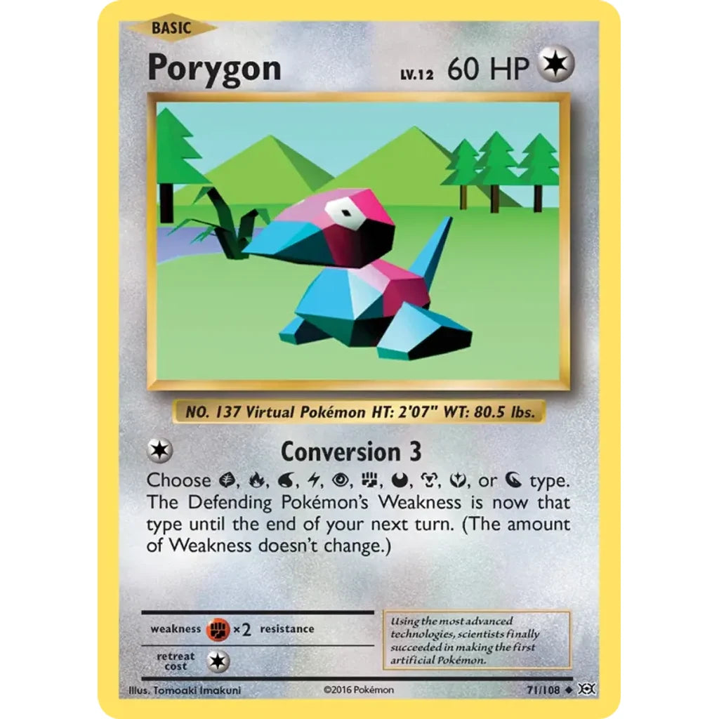 Porygon 71/108 Uncommon Evolutions Pokemon Reverse Holo Near Mint (NM) przód