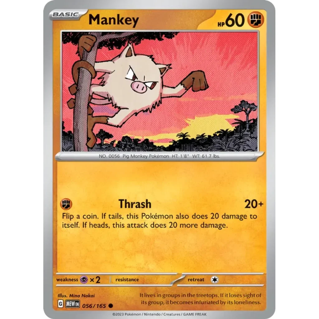 Mankey 056/165 Common 151 Pokemon Japanese Near Mint (NM) przód