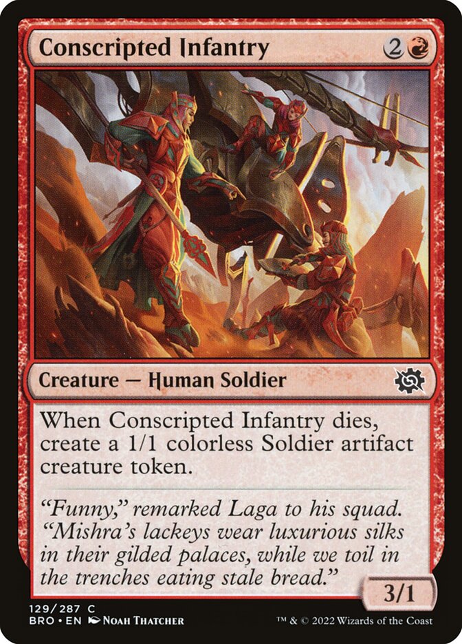 Conscripted Infantry 129 Common The Brothers' War Magic: The Gathering Near Mint (NM) przód