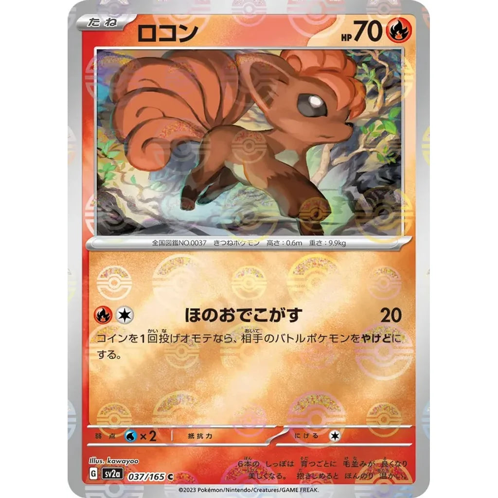 Vulpix 037/165 Common 151 Pokemon Japanese Holo Moderately Played (MP) przód