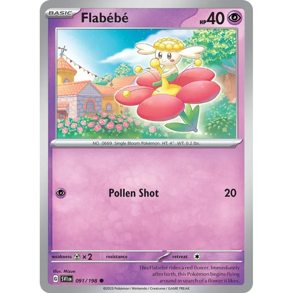 Flabebe 091/198 Common Scarlet &amp; Violet Pokemon Near Mint (NM) przód