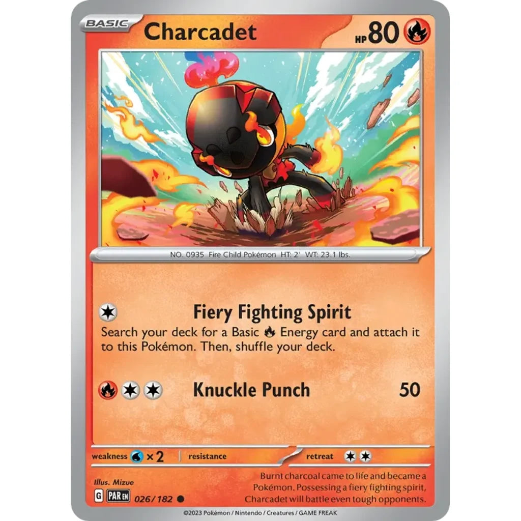 Charcadet 026/182 Common Paradox Rift Pokemon Near Mint (NM) przód