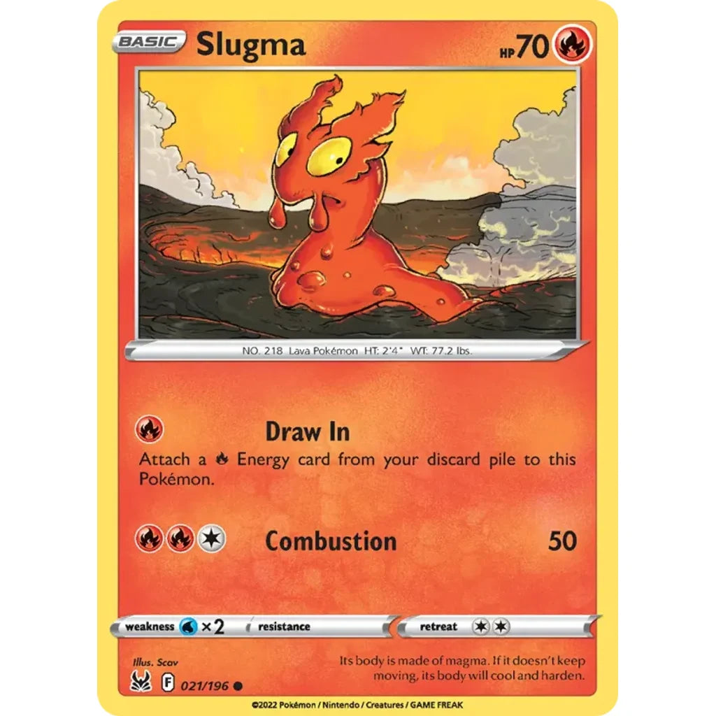 Slugma 021/196 Common Lost Origin Pokemon Near Mint (NM) przód