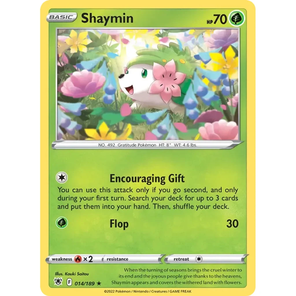 Shaymin 014/189 Rare Astral Radiance Pokemon Reverse Holo Near Mint (NM) przód