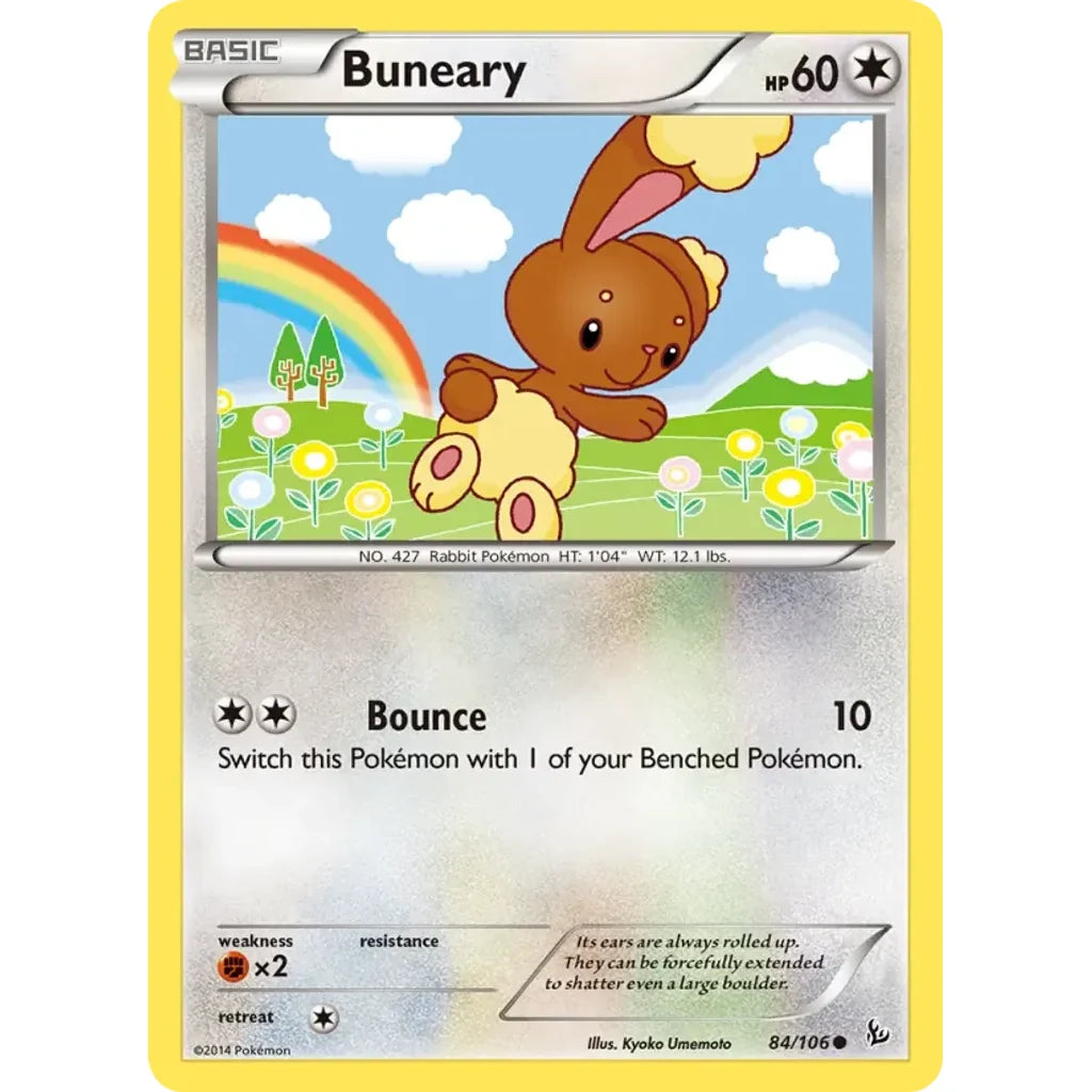 Buneary 84/106 Common Flashfire Pokemon Lightly Played (LP) przód