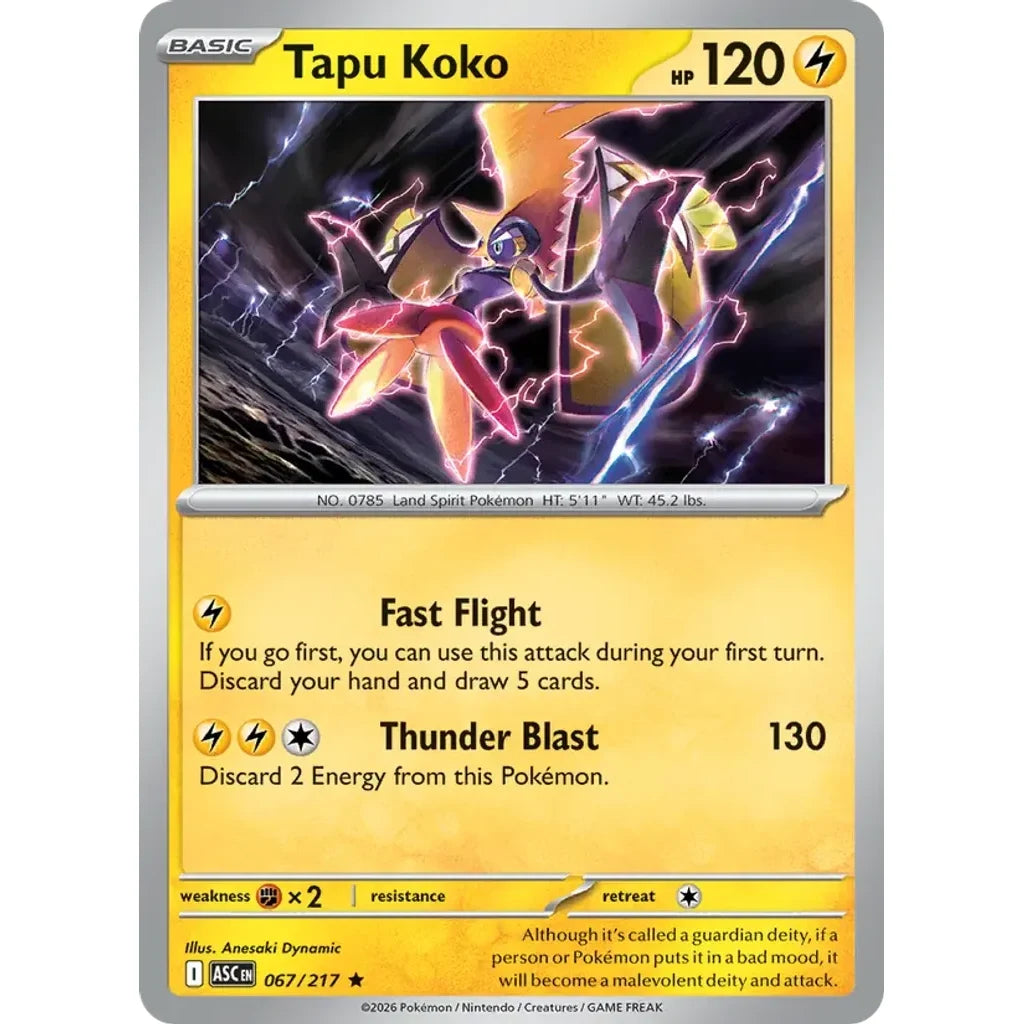 Tapu Koko (Quick Ball) 067/217 Holo ME: Ascended Heroes Pokemon Reverse Holo Lightly Played (LP) przód