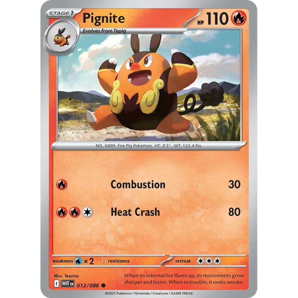 Pignite 012/086 Common SV: White Flare Pokemon Near Mint (NM) przód