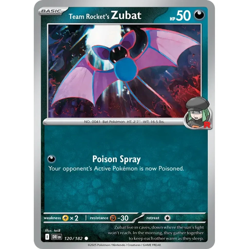 Team Rocket's Zubat 120/182 Common Destined Rivals Pokemon Near Mint (NM) przód